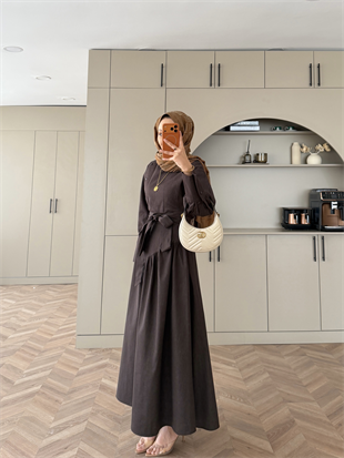 Alba Çıtçıtlı Kot Elbise Acı Kahve (614)