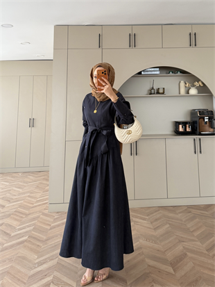 Alba Çıtçıtlı Kot Elbise Lacivert (614)
