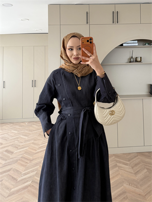 Alba Çıtçıtlı Kot Elbise Lacivert (614)