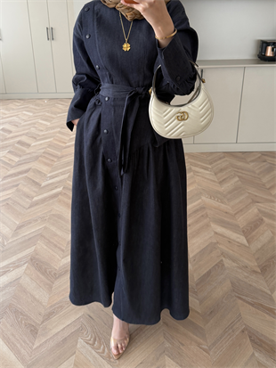 Alba Çıtçıtlı Kot Elbise Lacivert (614)