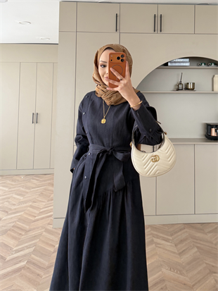 Alba Çıtçıtlı Kot Elbise Lacivert (614)