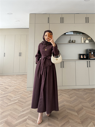 Alba Çıtçıtlı Kot Elbise Mürdüm (614)