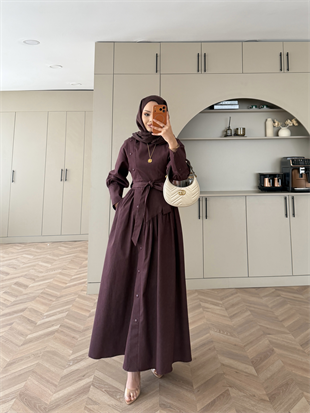 Alba Çıtçıtlı Kot Elbise Mürdüm (614)