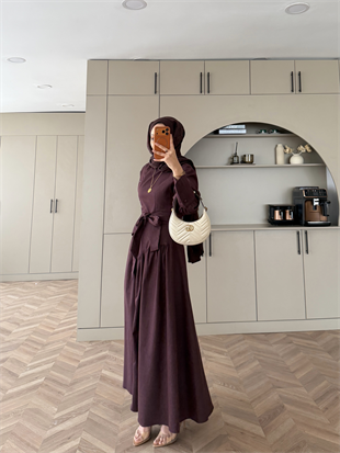 Alba Çıtçıtlı Kot Elbise Mürdüm (614)