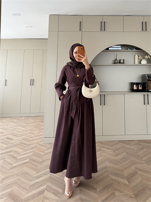 Alba Çıtçıtlı Kot Elbise Mürdüm (614)