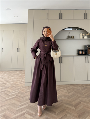 Alba Çıtçıtlı Kot Elbise Mürdüm (614)