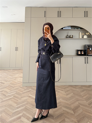 Albert Kemer Detaylı Kot Elbise Mavi (6052)