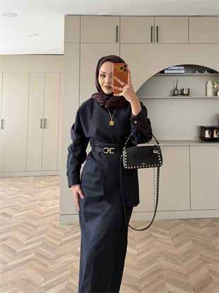 Albert Kemer Detaylı Kot Elbise Mavi (6052)