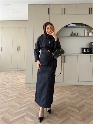 Albert Kemer Detaylı Kot Elbise Mavi (6052)