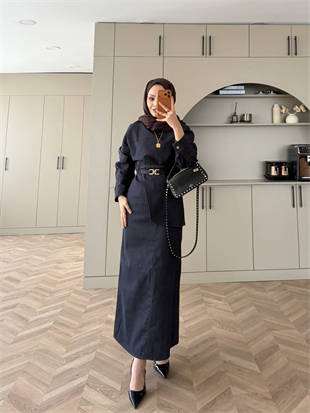 Albert Kemer Detaylı Kot Elbise Mavi (6052)