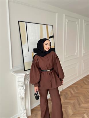 Alesa Pantolonlu Takım Acı Kahve