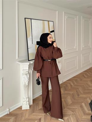 Alesa Pantolonlu Takım Acı Kahve