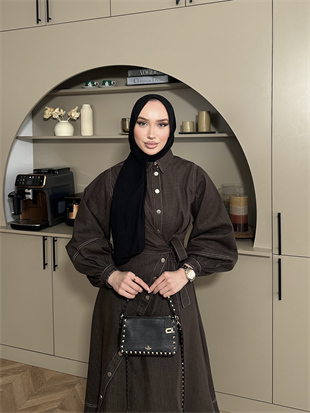 Alexis Yandan Bağlamalı Kot Elbise Kahve (1891)