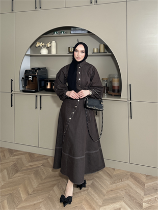 Alexis Yandan Bağlamalı Kot Elbise Kahve (1891)