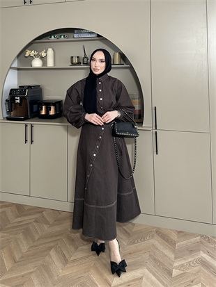 Alexis Yandan Bağlamalı Kot Elbise Kahve (1891)