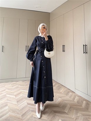 Alexis Yandan Bağlamalı Kot Elbise Lacivert (1891)