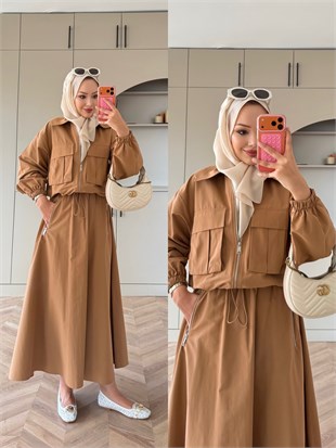 Aley Etekli Ceketli Takım Camel (4577)