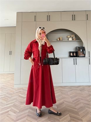Aley Ceketli Etekli Takım Kırmızı (4577)
