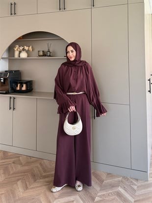Allow Düğmeli Pantolonlu Takım Bordo (3079)