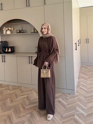 Allow Düğmeli Pantolonlu Takım Kahve (3079)