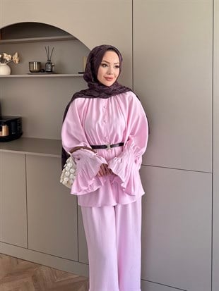 Allow Düğmeli Pantolonlu Takım Pembe (3079)