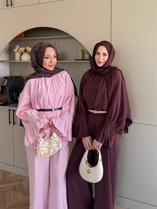 Allow Düğmeli Pantolonlu Takım Pembe (3079)