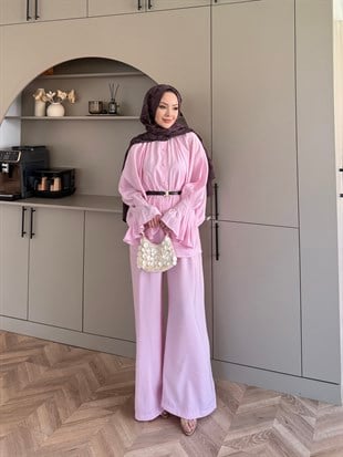 Allow Düğmeli Pantolonlu Takım Pembe (3079)