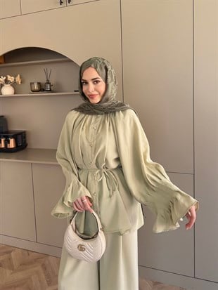 Allow Düğmeli Pantolonlu Takım Su Yeşili (3079)