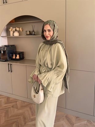 Allow Düğmeli Pantolonlu Takım Su Yeşili (3079)