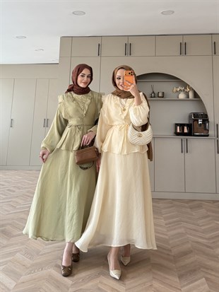 Almond Fırfır Detaylı Etekli Takım ButterYellow (F26007)
