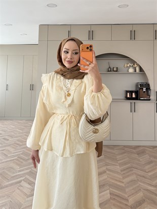 Almond Fırfır Detaylı Etekli Takım ButterYellow (F26007)