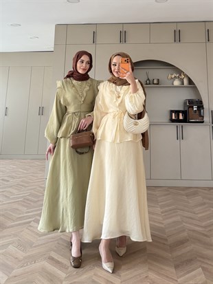 Almond Fırfır Detaylı Etekli Takım ButterYellow (F26007)