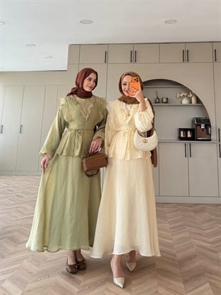 Almond Fırfır Detaylı Etekli Takım ButterYellow (F26007)