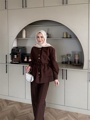 Alvora Beli Büzgülü Cupra Takım Kahve (2310)