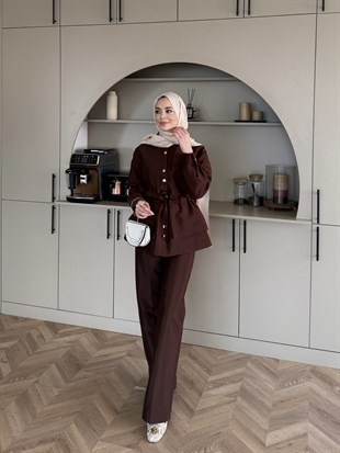 Alvora Beli Büzgülü Cupra Takım Kahve (2310)