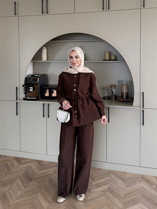 Alvora Beli Büzgülü Cupra Takım Kahve (2310)
