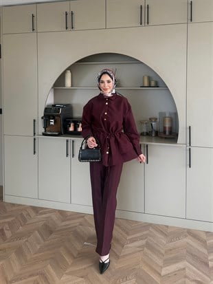 Alvora Beli Büzgülü Cupra Takım Mürdüm (2310)