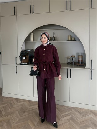 Alvora Beli Büzgülü Cupra Takım Mürdüm (2310)