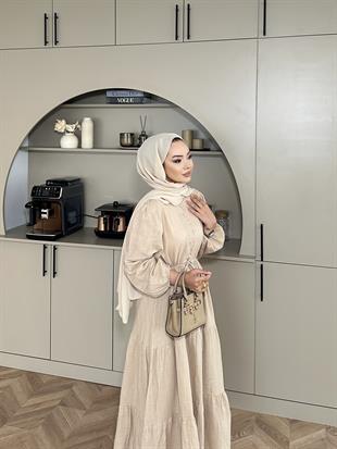 Alya Müslin Elbise Bej