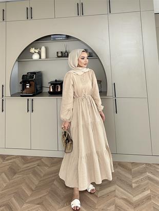 Alya Müslin Elbise Bej
