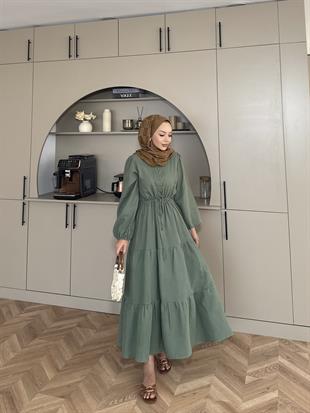 Alya Müslin Elbise Haki