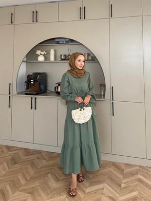 Alya Müslin Elbise Haki