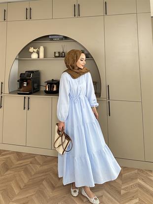 Alya Müslin Elbise Mavi