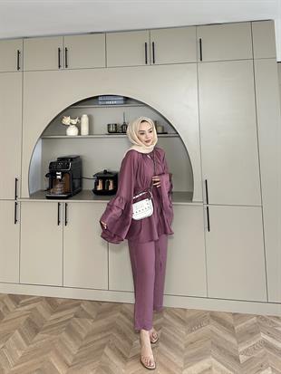 Amaris Pantolonlu Takım Mürdüm