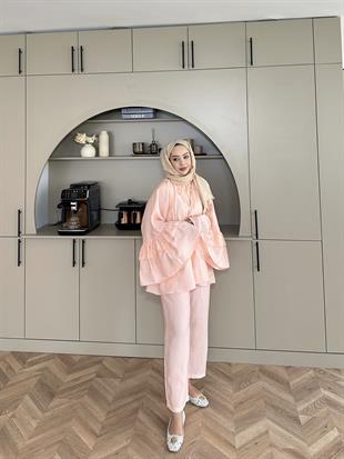 Amaris Pantolonlu Takım Toz Pembe