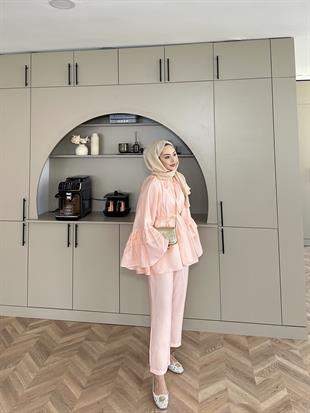 Amaris Pantolonlu Takım Toz Pembe