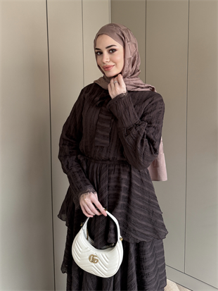 Anica Kat Kat Elbise Kahve (2022)