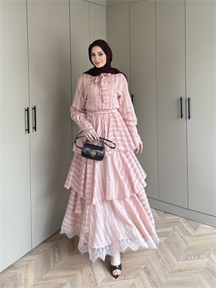 Anica Kat Kat Elbise Pembe (2022)