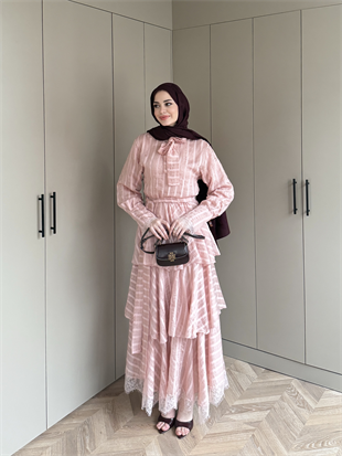 Anica Kat Kat Elbise Pembe (2022)