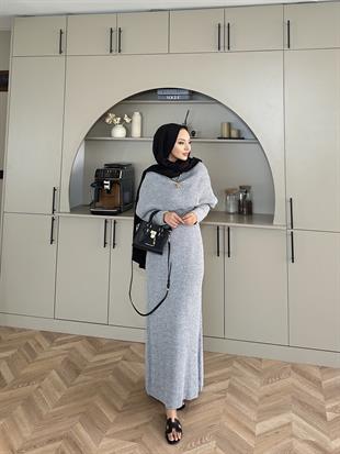 Anisa Triko Elbise Gri